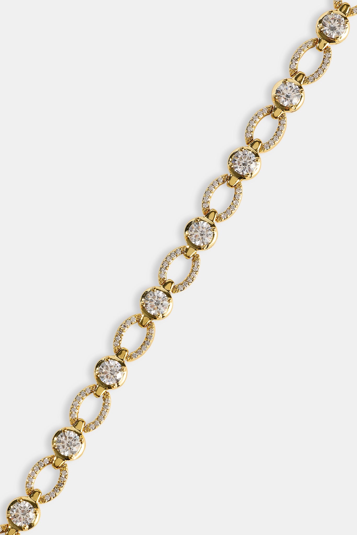 Polished & Iced Connecting Link Bracelet - 6mm - Gold