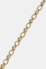 Polished & Iced Connecting Link Bracelet - 6mm - Gold