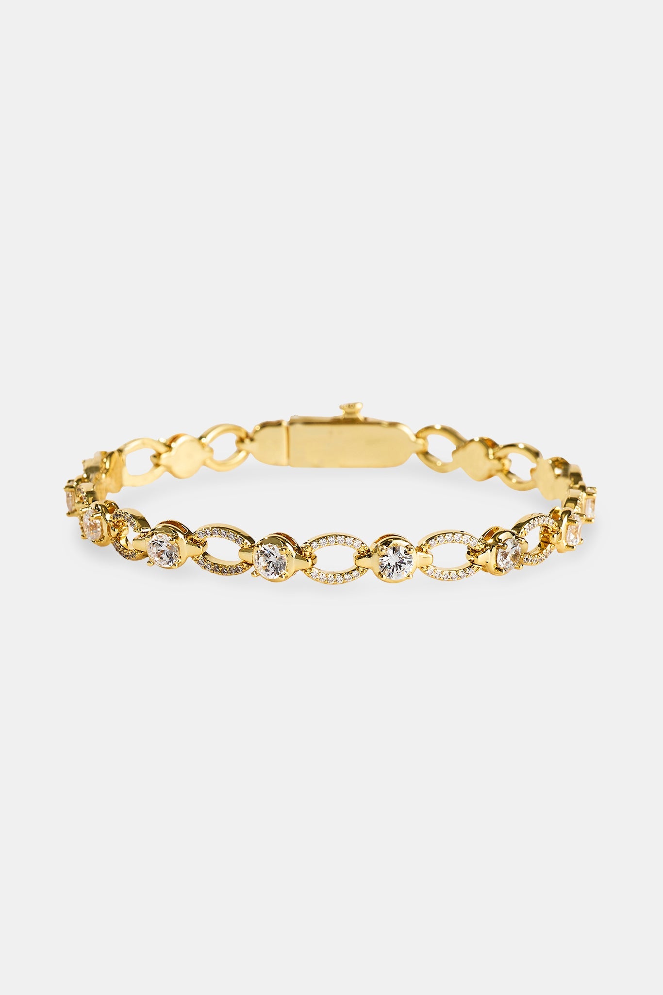 Polished & Iced Connecting Link Bracelet - 6mm - Gold
