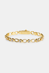 Polished & Iced Connecting Link Bracelet - 6mm - Gold