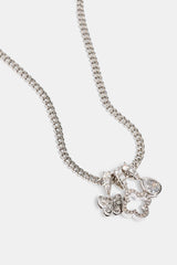 Triple Layer Butterfly Motif Necklace - 10mm - White