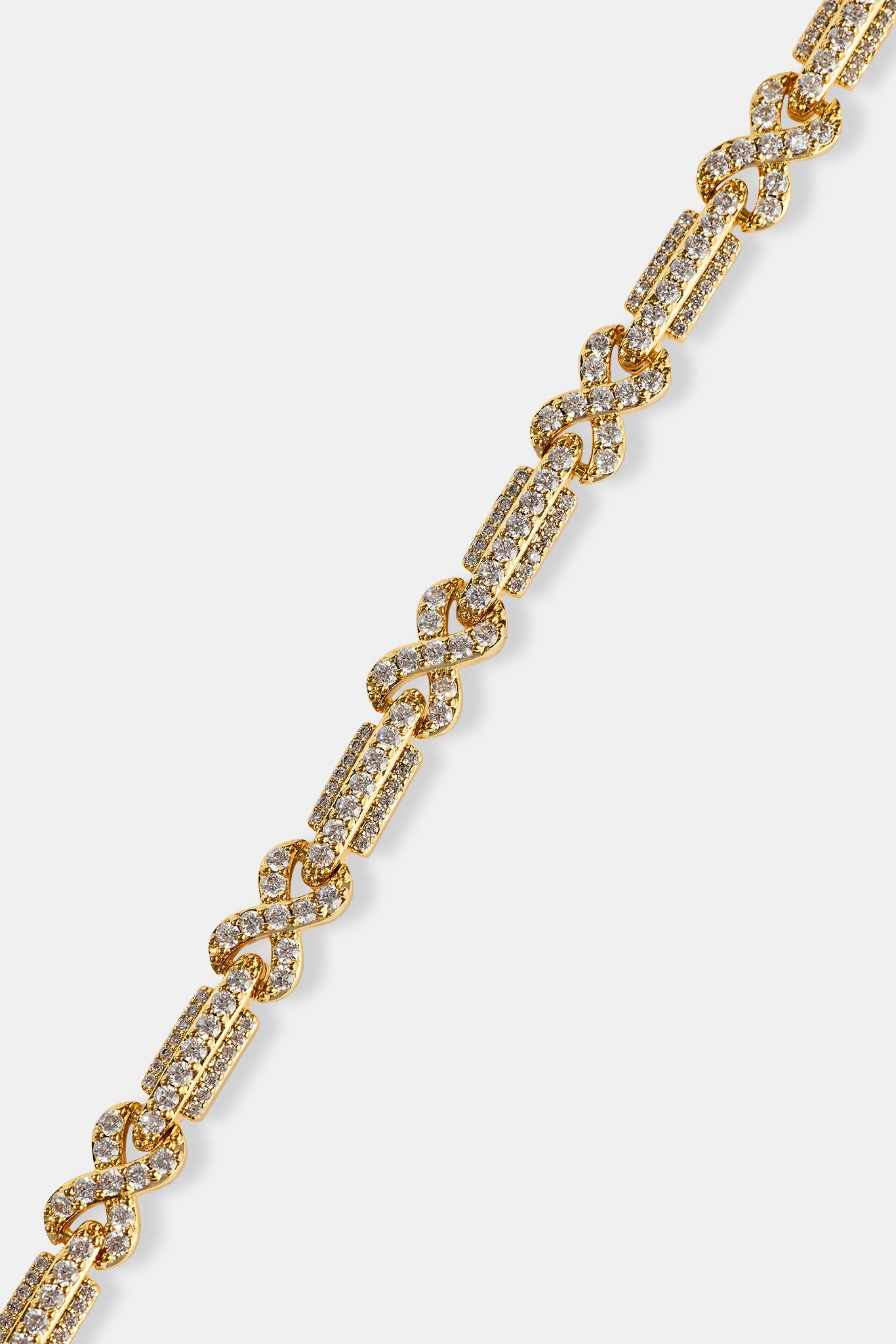 Interlocking Rectangular Bracelet Iced Infinity Rectangle Link Bracelet - 6mm - Gold | Womens Bracelets ...