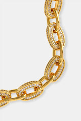 Iced & Polished Link Bracelet - 6mm - Gold