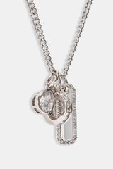 Triple Pendant Iced Necklace - 10mm - White