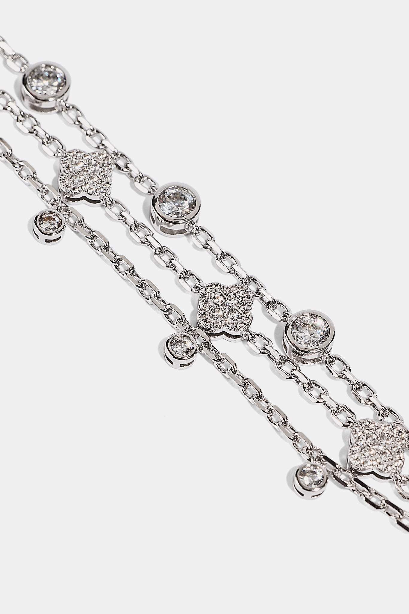 Triple Layer Gemstone Bracelet - 2mm - White