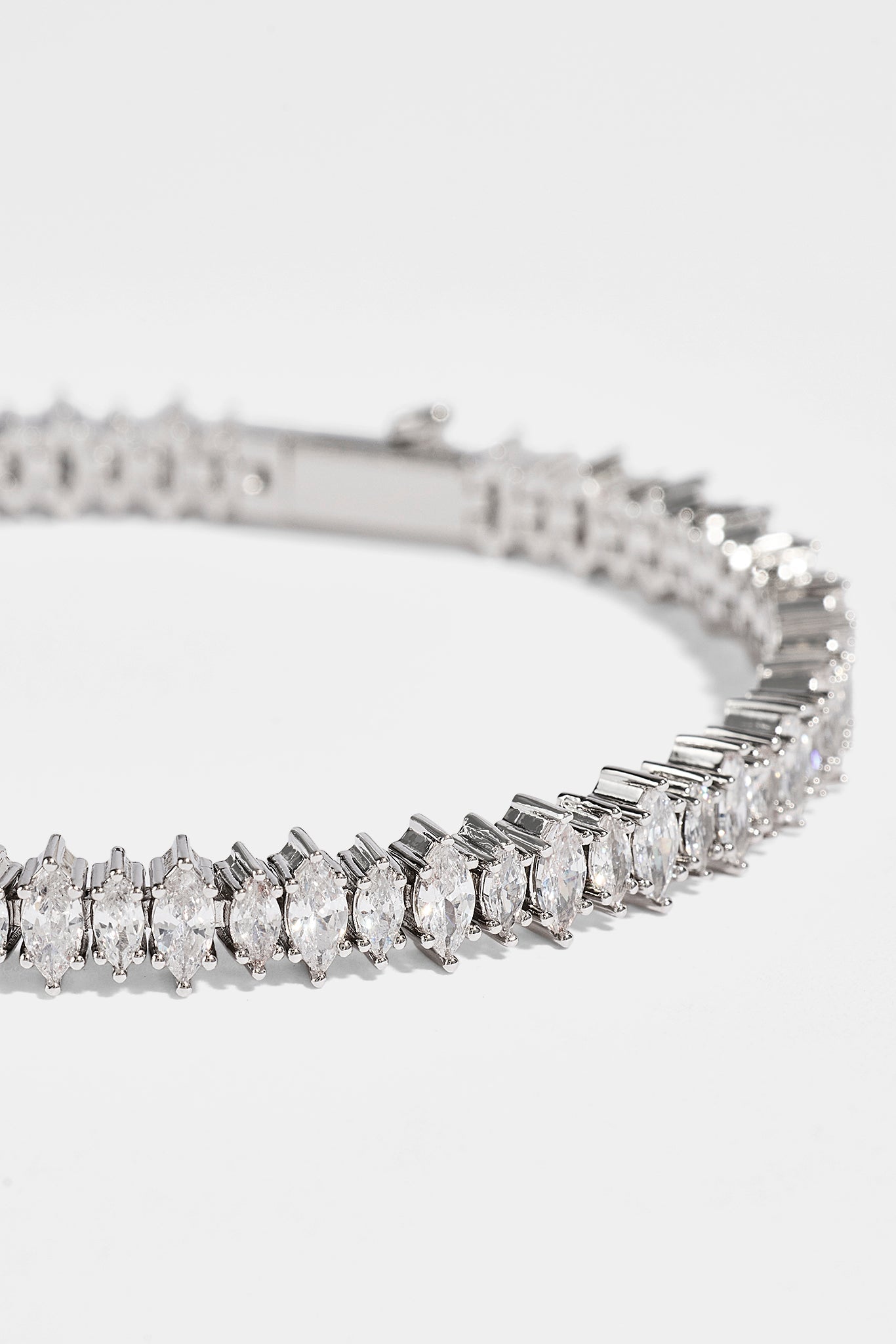 Mens Iced Marquise Mixed Shape Bracelet - 5mm - White