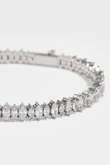 Mens Iced Marquise Mixed Shape Bracelet - 5mm - White