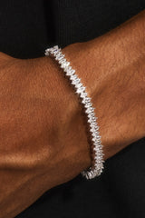 Mens Iced Marquise Mixed Shape Bracelet - 5mm - White