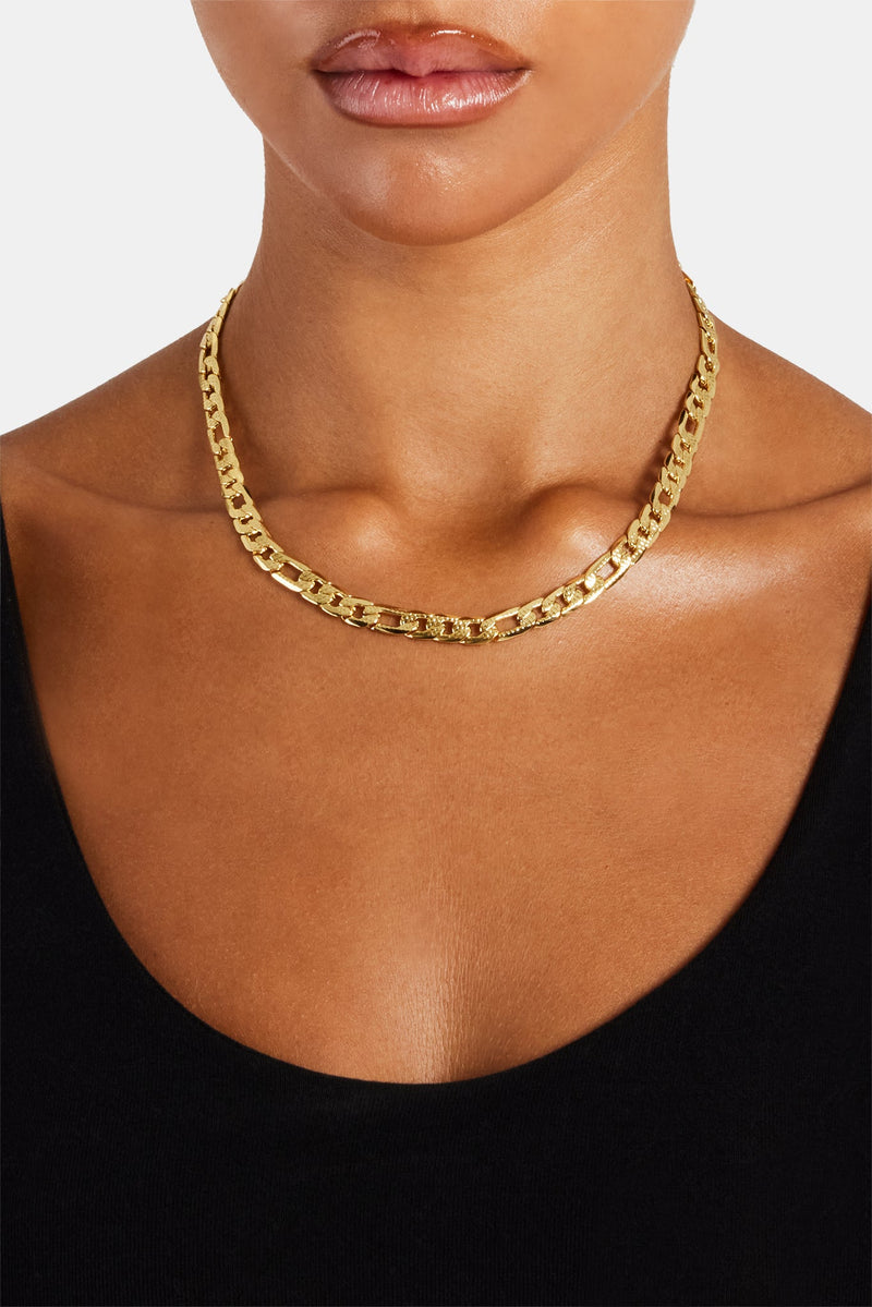 Textured Figaro Chain 6mm Gold Womens Chains Shop Figaro