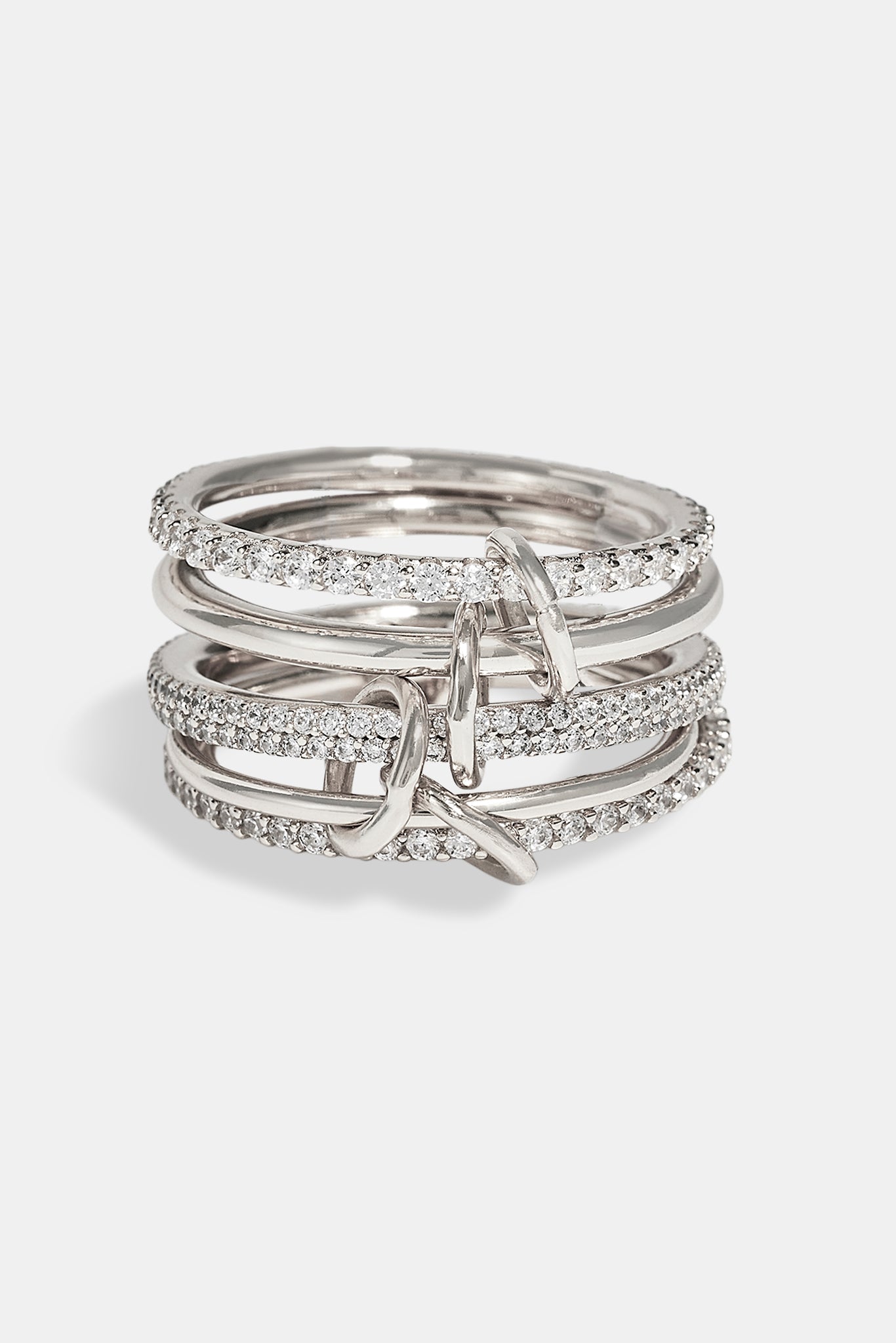 5 Row Polished & Iced Mix Ring - 8mm - White