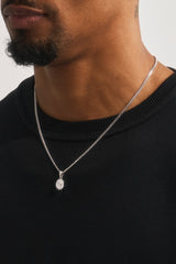 Floral Halo Pendant Necklace - 12mm - White