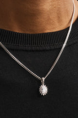 Floral Halo Pendant Necklace - 12mm - White
