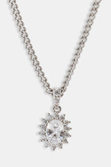 Floral Halo Pendant Necklace - 12mm - White