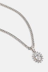 Floral Halo Pendant Necklace - 12mm - White
