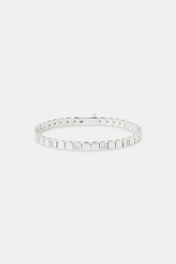 Flat Polished & Iced Square Bracelet - 5mm