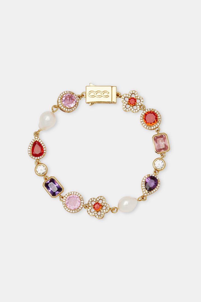 Freshwater Pearl & Multi Gemstone Bracelet