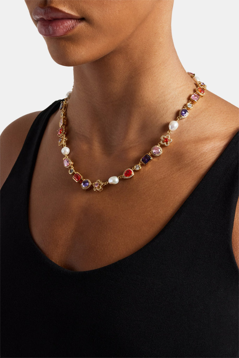 Freshwater Pearl & Multi Gemstone Chain