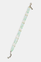 Green Double Layer Glass Bead Bracelet - 4mm - White
