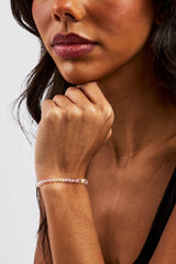 Pink & Lemon Glass Bead Bracelet - 4mm - White