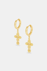 28mm Drop Cross Earring - Gold