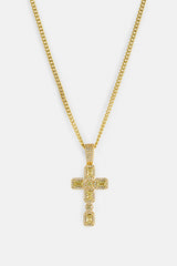 Iced Green Gemstone Cross Cuban Necklace - 40mm
