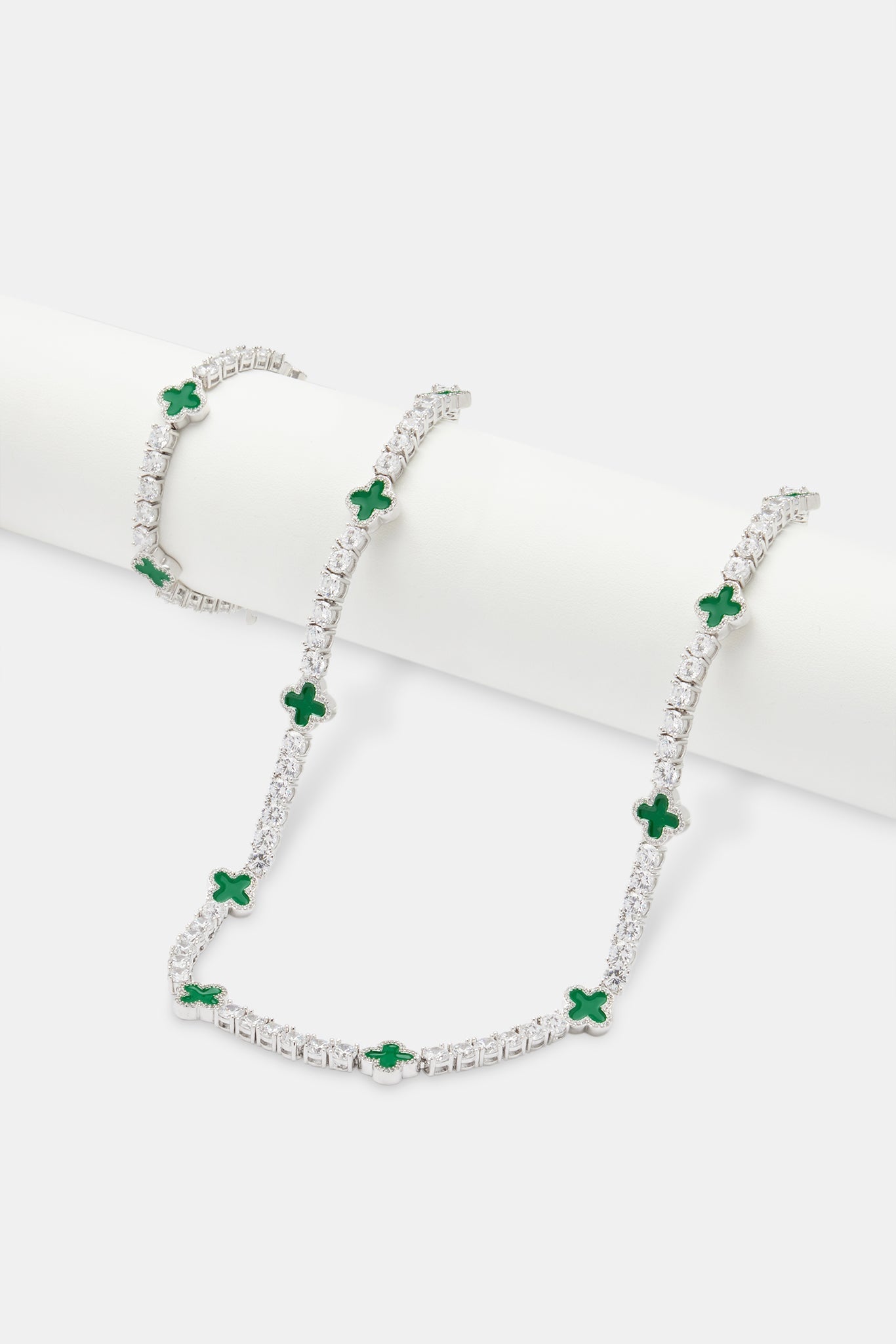 Mens Green Motif Tennis Chain + Bracelet - 5mm