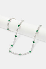 Mens Green Motif Tennis Chain + Bracelet
