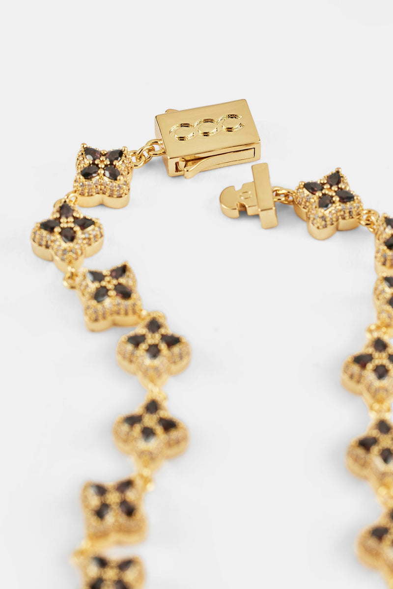 Chocolate Baguette Motif Bracelet - 8mm - Gold