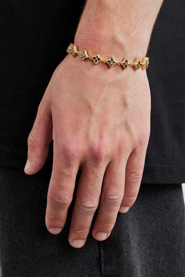 Chocolate Baguette Motif Bracelet - 8mm - Gold