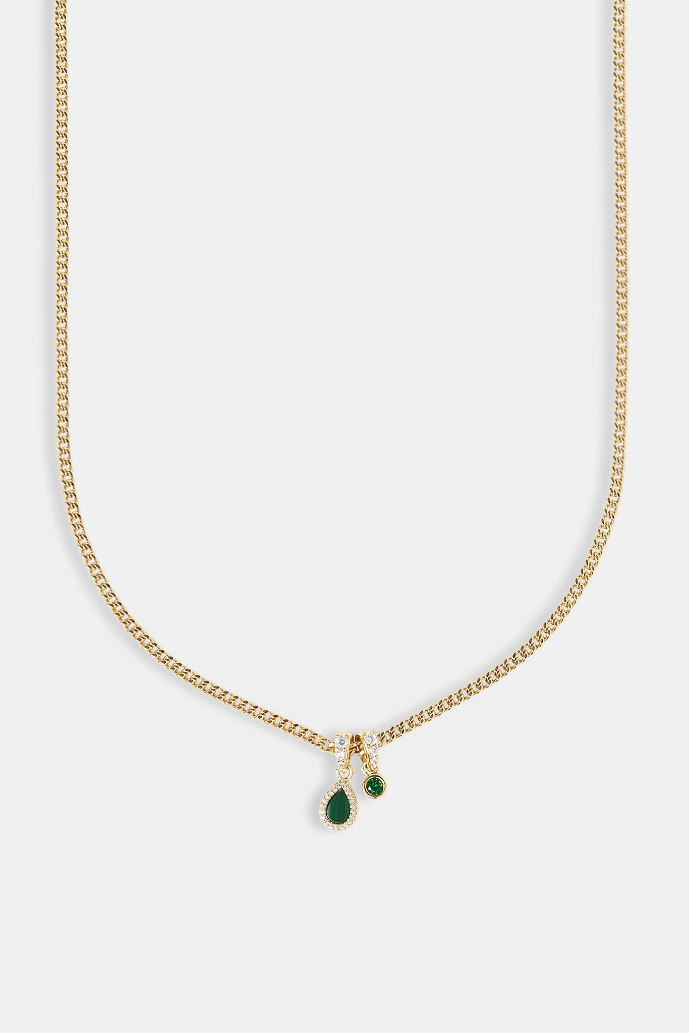 Green Malachite & Gemstone Pear Necklace - 8mm