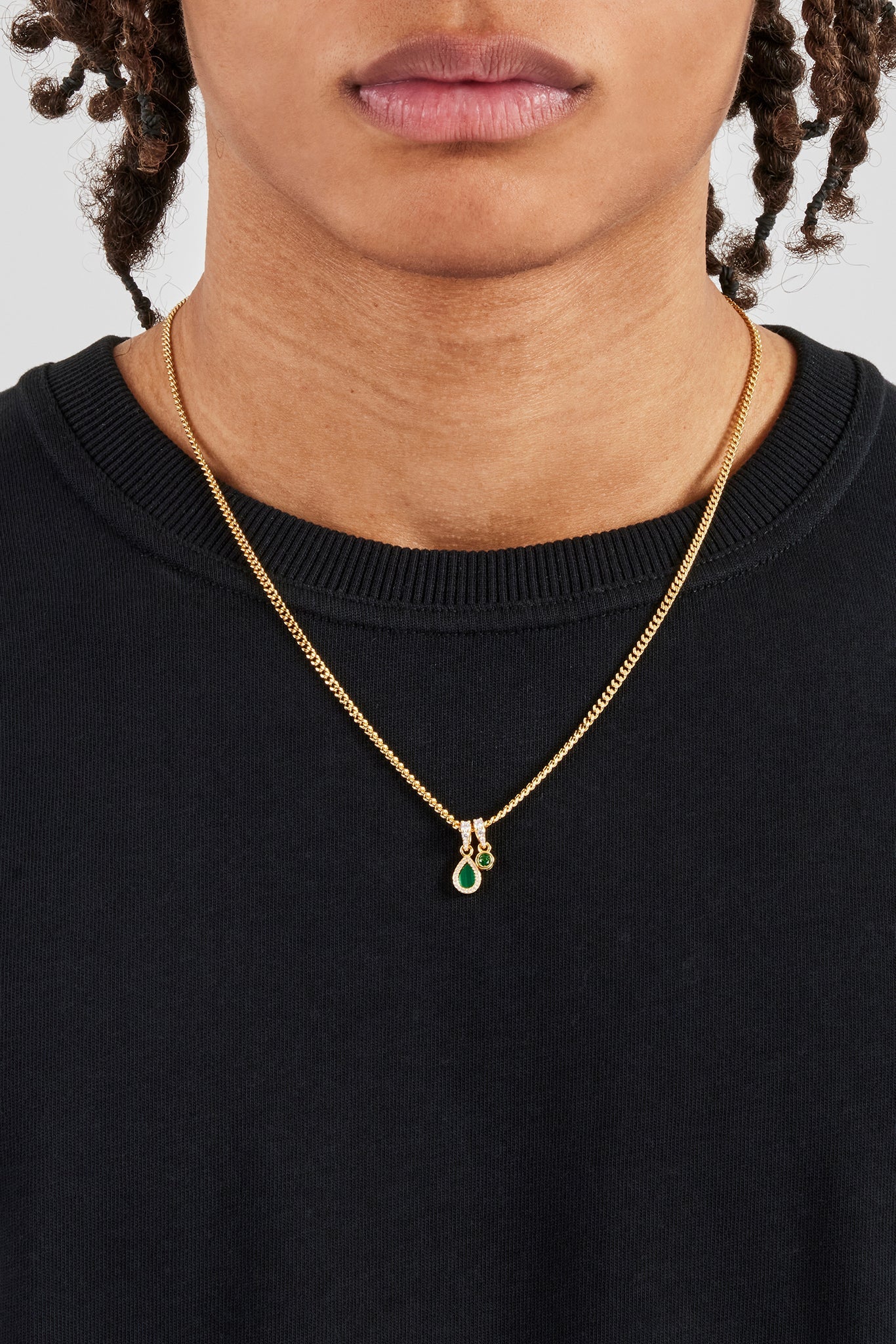 Green Malachite & Gemstone Pear Necklace - 8mm