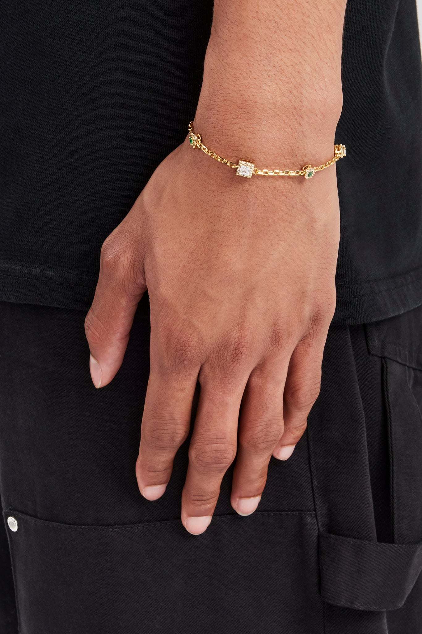 Green Malachite & Gemstone Rolo Bracelet - 6mm