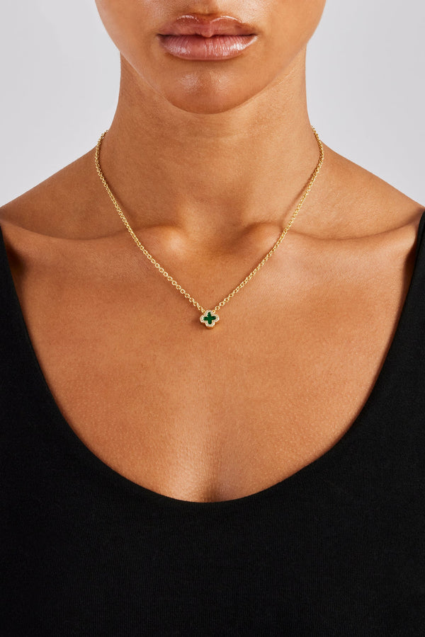 Green Enamel Motif Necklace - 10mm