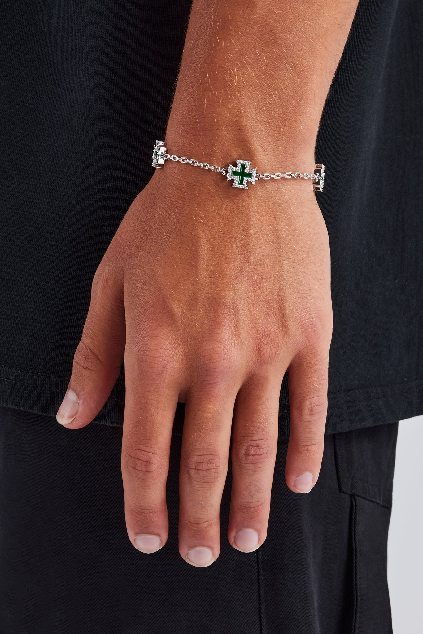 Green Cross Motif Bracelet - 12mm