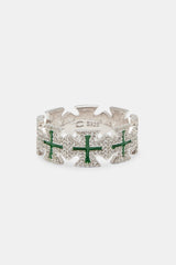 Green Enamel Cross Motif Ring