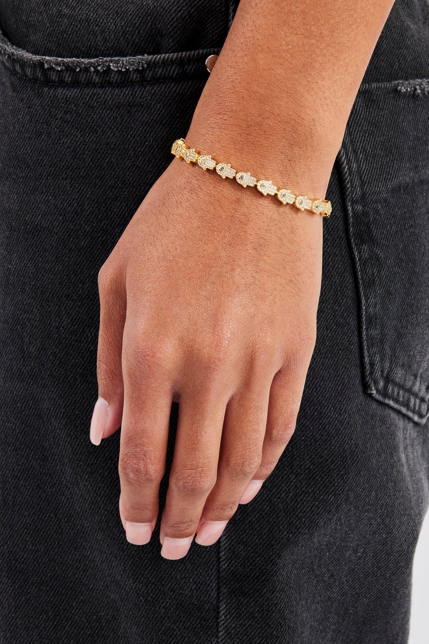 Iced Hamsa Hand Bracelet - 6mm