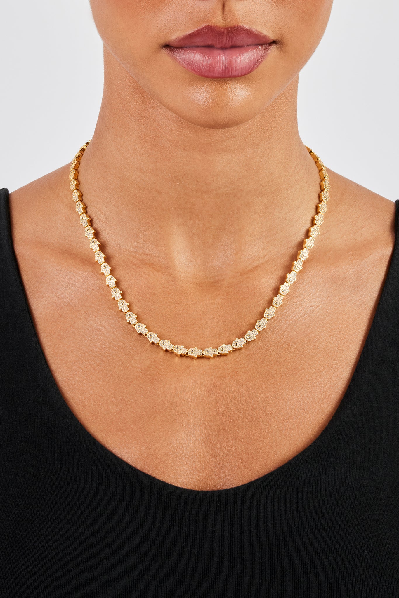 Iced Hamsa Hand Chain - 6mm