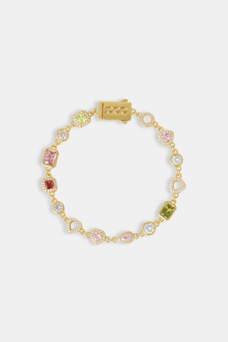 Heart Outline Multi Gemstone Bracelet - 6mm