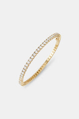 Iced Tennis Bangle - 3mm - Gold