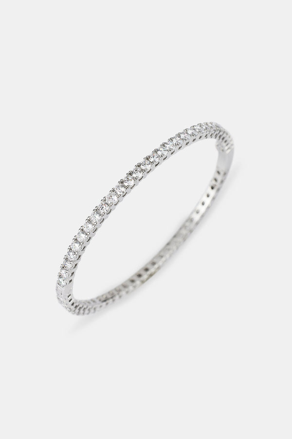Iced Tennis Bangle - 3mm - White