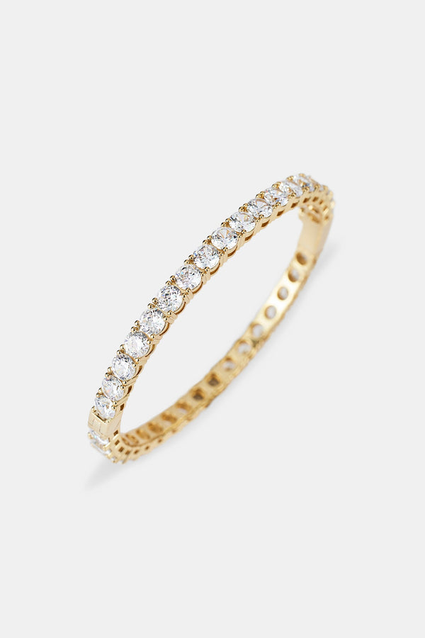Iced Tennis Bangle - 5mm - Gold
