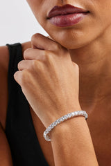 Iced Tennis Bangle - 5mm - White