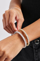 Iced Tennis Bangle - 5mm - White