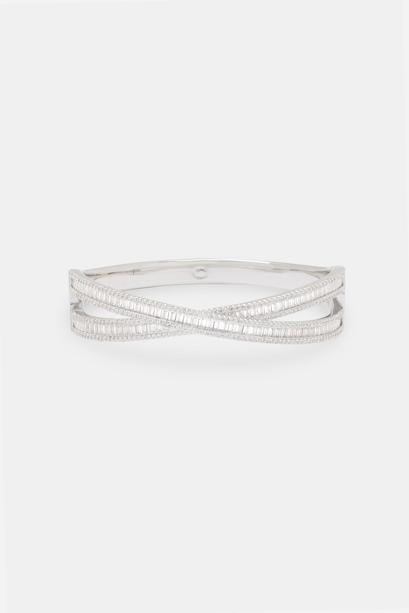 Iced Baguette Cross Over Bangle - 6mm