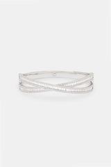 Iced Baguette Cross Over Bangle - 6mm