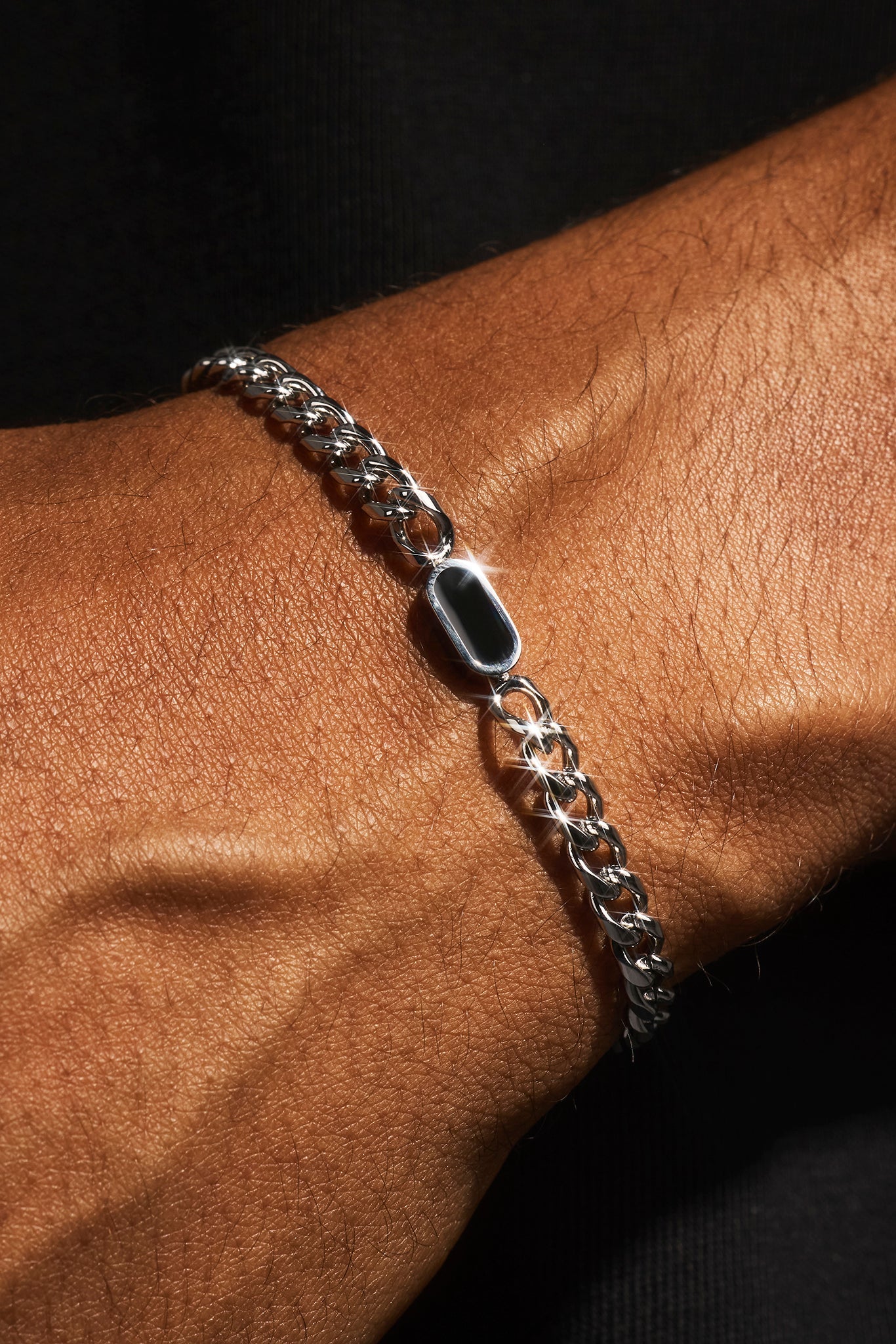 Polished & Black Enamel Miami Cuban Bracelet - 10mm - White