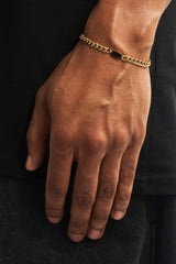 Polished & Black Enamel Miami Cuban Bracelet - 10mm - Gold