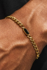 Polished & Black Enamel Miami Cuban Bracelet - 10mm - Gold
