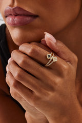 Iced and Black Enamel Motif Twist Ring - 15mm