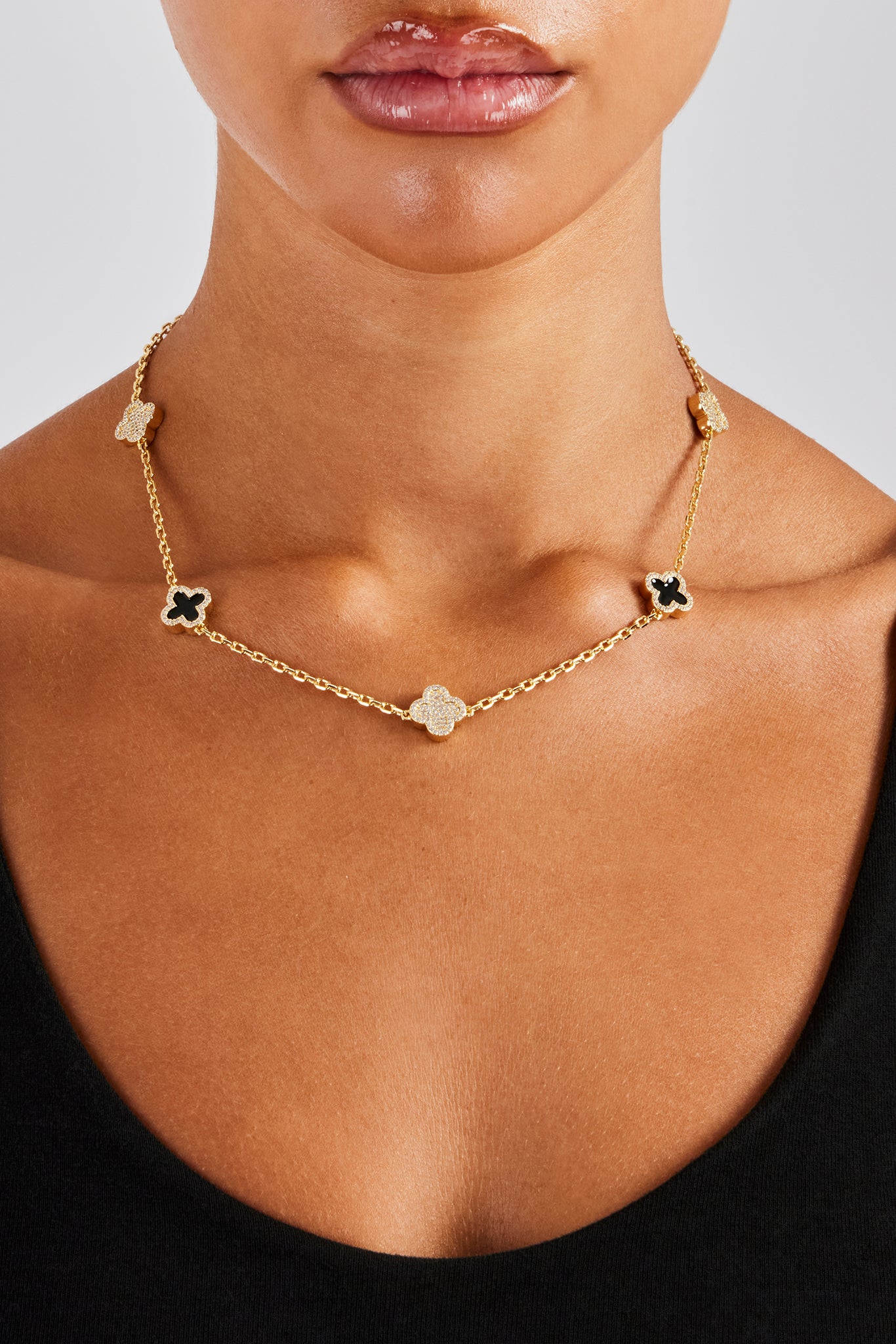 Woman's Rolo Chain Iced & Black Enamel Motif Rolo Link Chain - 12mm | Womens Chains | Shop ...